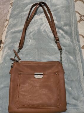 Rosetti Brown Leather-Look Crossbody with Front Pocket